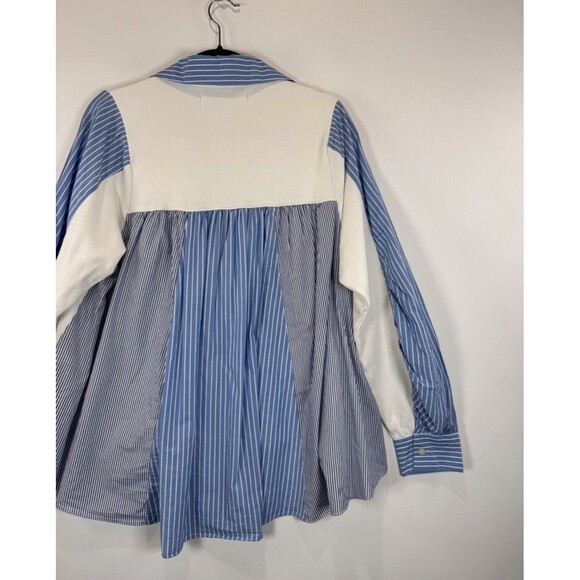 Anthropologie Pernille Rosenkilde Top White Remixed Striped Pullover Medium - Picture 10 of 13